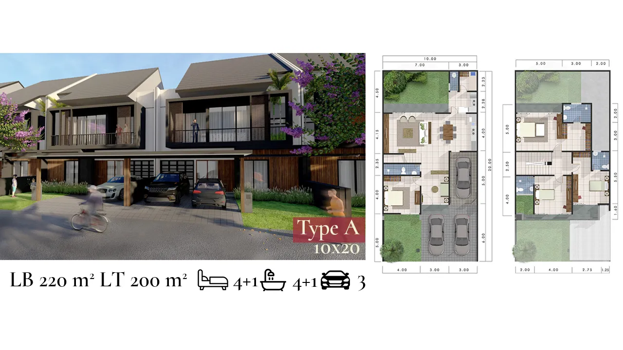 Denah tipe unit 10x20 Raffles Residence Cluster Ruby