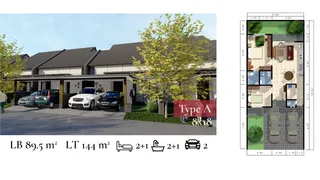 Denah tipe unit 8x18 Raffles Residence Cluster Ruby