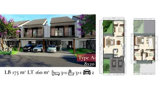 Denah tipe unit 8x20 Raffles Residence Cluster Ruby