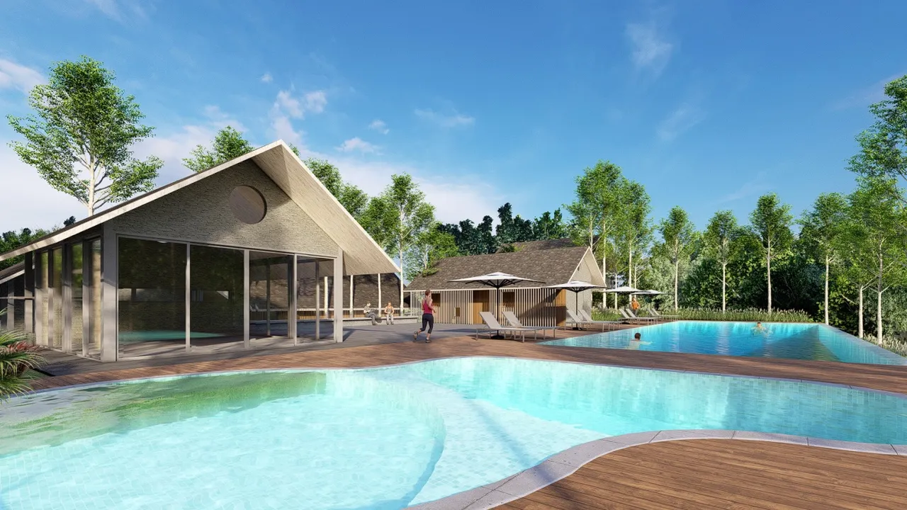 Kolam renang clubhouse Raffles Residence Baturraden