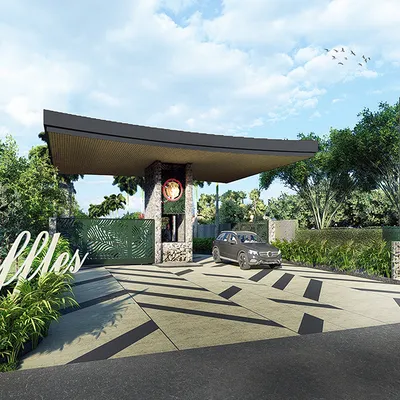 Tampak depan unit hunian Cluster Ruby Raffles Residence